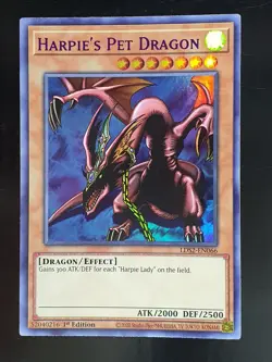 Harpies Pet Dragon LDS2-EN066 Ultra Rare Purple 1st Edition Yugioh Bandai - Image 1