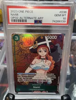 One Piece Paramount War Nami Alt Art OP02-036 PSA 10 - Image 1
