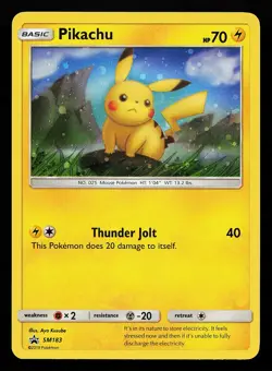 Pikachu SM183 Holo Black Star Promo Pokemon Card small dent - Image 1