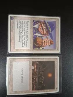 MTG Cards 4th Edition #35 Land Tax and #5 Armageddon - Image 1