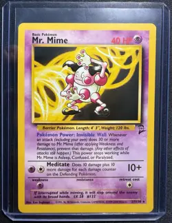 Pokemon TCG Mr. Mime 27/130 Non-Holo Rare Base Set 2 Vintage Card - Image 1