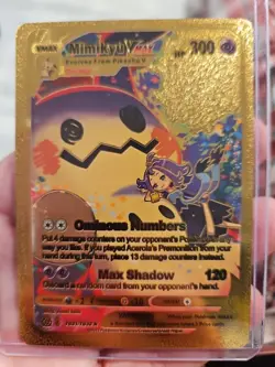 Mimikyu Vmax Gold Foil Fan Art Vinyl Textured Collector Pokemon Card - Image 1