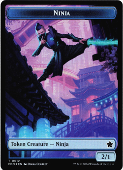 Emblem - Kaito, Cunning Infiltrator / Ninja DBL-Sided FOIL Token MTG Foundations - Image 3