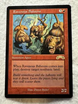 MTG - Ravenous Baboons - Exodus - NM - Never Played - Free Shipping! - Image 1