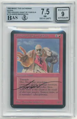 Graded Signed Two-Headed Giant of Foriys BGS 7.5 Alpha Artist Anson Maddocks MTG - Image 1