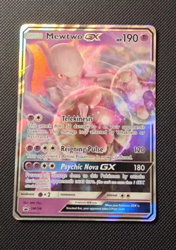 Pokemon TCG Mewtwo GX Black Star Promo Card SM196 NM/M Condition - Image 1