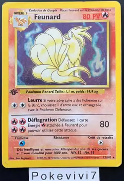 Carte Pokemon FEUNARD 12/102 Holo Set de Base EDITION 1 Wizards FR - Image 1
