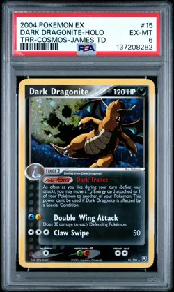 2004 POKEMON EX TEAM ROCKET RETURNS #15 DARK DRAGONITE-HOLO PSA 6 - Image 1