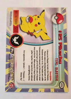 Pikachu #25 Pokemon Topps TV Animation Edition 1999 - Vintage Original - Image 2