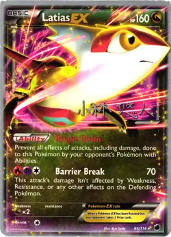 Pokemon TCG Latias EX 85/116 Ultra Rare Plasma Freeze World Championship DMG - Image 1