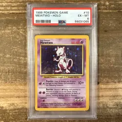 1999 Pokemon PSA 6 Mewtwo Holo - 10/102 Base Set - Image 1