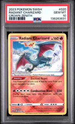 PSA 10 Radiant Charizard Holo #020/159 Pokemon Crown Zenith - Image 1