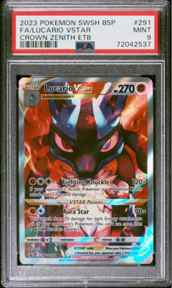 PSA 9 Pokemon Lucario Vstar Crown Zenith ETB SWSH291 Black Star Promo Graded MT - Image 1