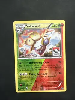 2016 POKEMON XY STEAM SIEGE 4TH PLACE POKEMON LEAGUE Volcarona-Reverse Holo - Image 1