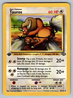 Tauros 1st Edition Jungle - Pokemon Trading Card Game - 47/64 LP - Image 1