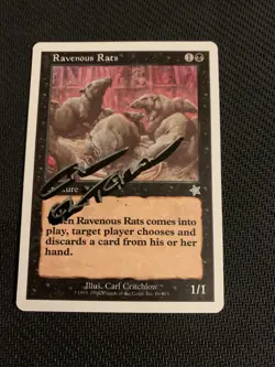 MTG Magic Ravenous Rats Shadow Signed Artist Proof x1 Starter 1999 C Critchlow - Image 1