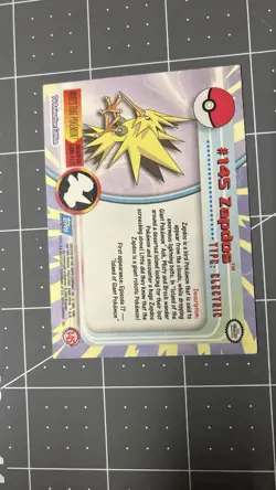 2000 Topps Pokemon TV Animation Edition Series 3 Non Holo #145 Zapdos - Image 2