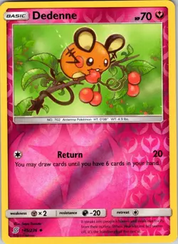 Dedenne 145/236 SM - Unified Minds Pokemon TCG NM Reverse Holo - Image 1