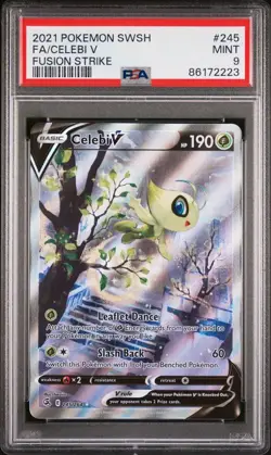 🔥 Pokemon TCG 🔥 Celebi V #245 🔥 SWSH Fusion Strike Full Art 🔥 PSA 9 MINT 🔥 - Image 3