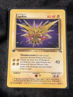 1999 Pokemon ZAPDOS Fossil Set 1ST EDITION Non Holo RARE Card 30/62 WotC NM - Image 1