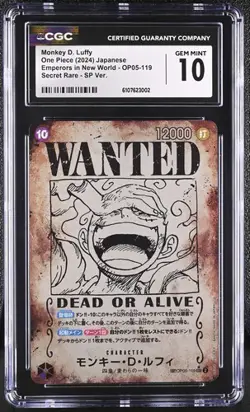 CGC 10 Monkey D. Luffy ONE PIECE Card OP05-119 Wanted Poster Japanese - Image 1