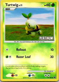 POKEMON CARD - TURTWIG 77/100 REVERSE FOIL PLATINUM STAMPED - Image 1
