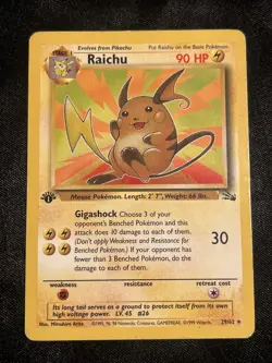MP Pokemon Fossil 29/62 Raichu 1st Edition Non-Holo Rare (A1) - Image 1