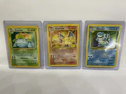 Pokemon Base Set holo Trio - Charizard 4 LP - Blastoise 2 LP/NM - Venusaur 15 NM - Image 1