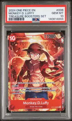 2024 One Piece EN Monkey.D.Luffy #ST10-006 SR Treasure Boosters Set PSA 10 (844 - Image 1