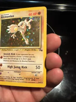 1st Edition Hitmonlee 7/62 Fossil Holo Wotc Pokemon Card - Image 4
