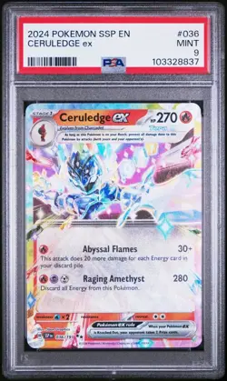 2024 Pokemon Surging Sparks Ceruledge ex SSP EN #036 PSA 9 - Image 1