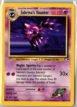 SABRINA'S HAUNTER 58/132 UNCOMMON GYM HEROES POKEMON MP - Image 1