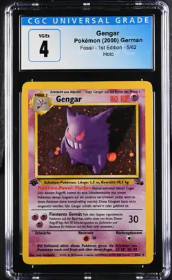 GENGAR-HOLO 1ST EDITION POKEMON GERMAN FOSSIL 2000 5 CGC 4 - Image 1