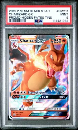 2019 POKEMON SM BLACK STAR PROMO HIDDEN FATES TINS #SM211 CHARIZARD GX PSA 9 - Image 1