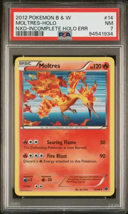 2012 POKEMON B&W NEXT DESTINIES INCOMPLETE HOLO #14 MOLTRES-HOLO PSA 7 - Image 1