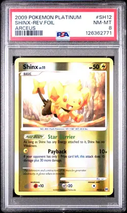 2009 POKEMON PLATINUM ARCEUS #SH12 SHINX-REVERSE FOIL PSA 8 - Image 1