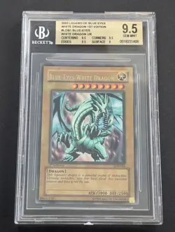 Yu-Gi-Oh! 2002 Blue-Eyes White Dragon LOB-001 1st Edition English BGS 9.5 - Image 1