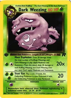Pokemon TCG Dark Weezing Rocket 31/82 1st Edition Non-Holo Rare VLP - Image 1