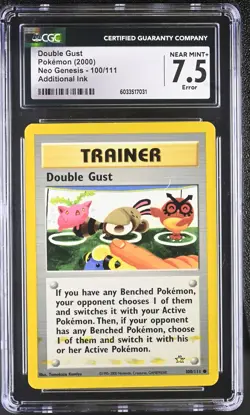 Pokemon CGC 7.5 Double Gust Neo Genesis 100/111 Additional Ink Error Misprint - Image 1