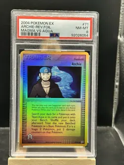 Archie 71/95 Uncommon Reverse Foil 2004 Pokemon EX Magma vs Team Aqua PSA 8 - Image 1
