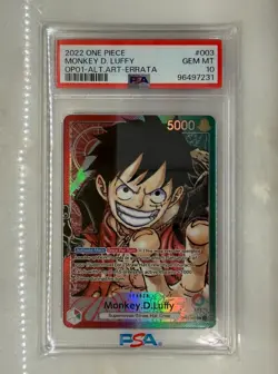 One Piece English Monkey D. Luffy Alt Art Leader OP01-003 Romance Dawn PSA 10 - Image 3