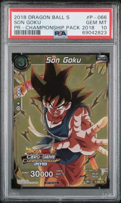 PSA 10 Son Goku 2018 Championship Foil Dragon Ball Super Card P-066 GEM MINT - Image 1