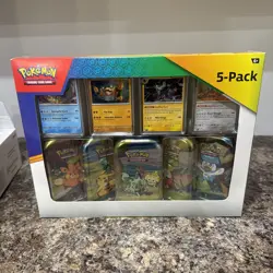 Pokemon TCG: 2023 Paldea Friends Mini Tin Costco 5 Pack New/Factory Sealed - Image 1