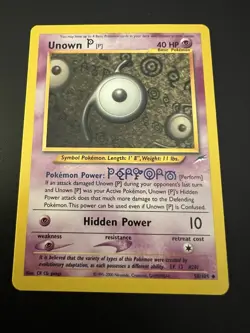 Unown P 58/105 Neo Destiny Unlimited 2002 Pokemon Card Uncommon NM - Image 1