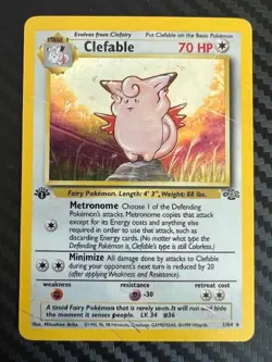 Pokemon TCG Clefable Jungle Holo Card 1/64 Rare 1st Edition DMG - Image 1