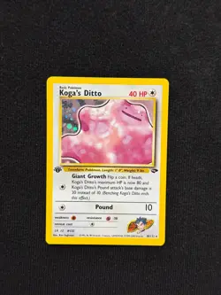 Pokemon TCG First Edition Koga’s Ditto Holo Gym Challenge Rare Card 10/132 - Image 1