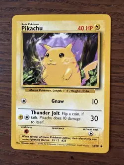 Pokemon TCG Pikachu 58/102 Original Base Set Ungraded Excellent Condition - Image 1