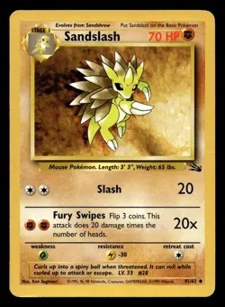 Sandslash 41/62 Uncommon Fossil WOTC Pokemon MP - Image 1