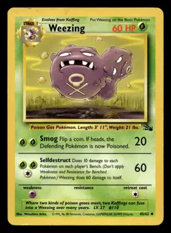 Weezing 45/62 Uncommon Fossil WOTC Pokemon MP - Image 1