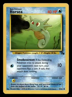 Horsea 49/62 Common Fossil WOTC Pokemon MP - Image 1
